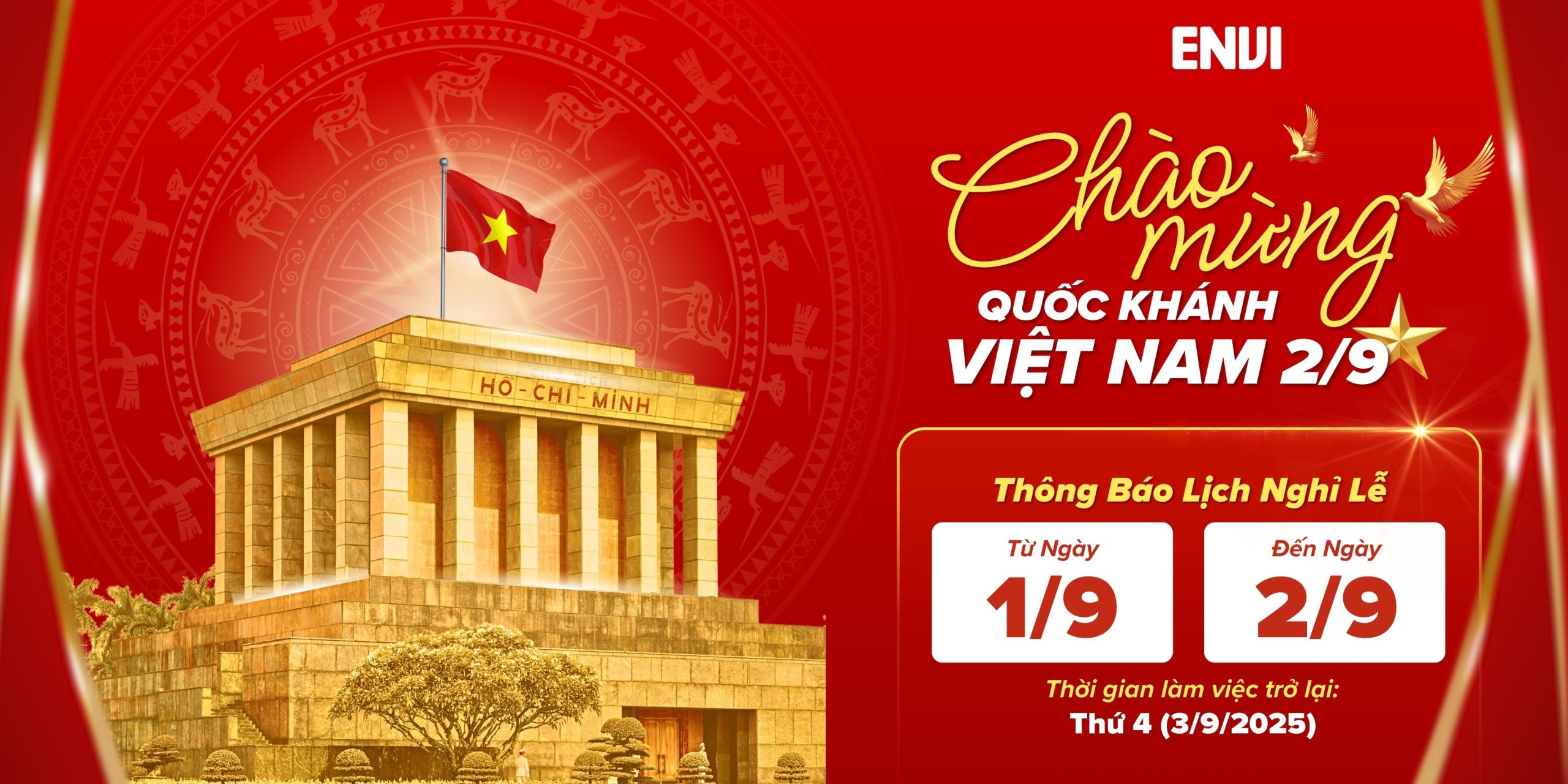ENVI thông báo nghỉ lễ 2 9
